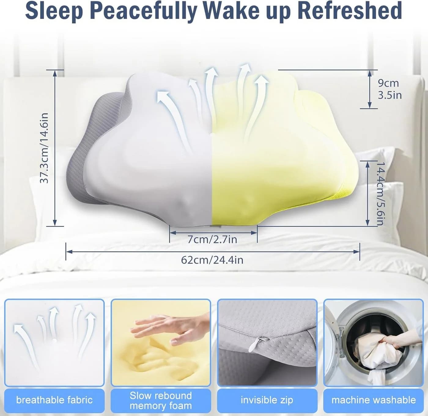 Refined Living Nackenstützkissen Memory-Foam Schmetterlingsform Weiß - Bild 5