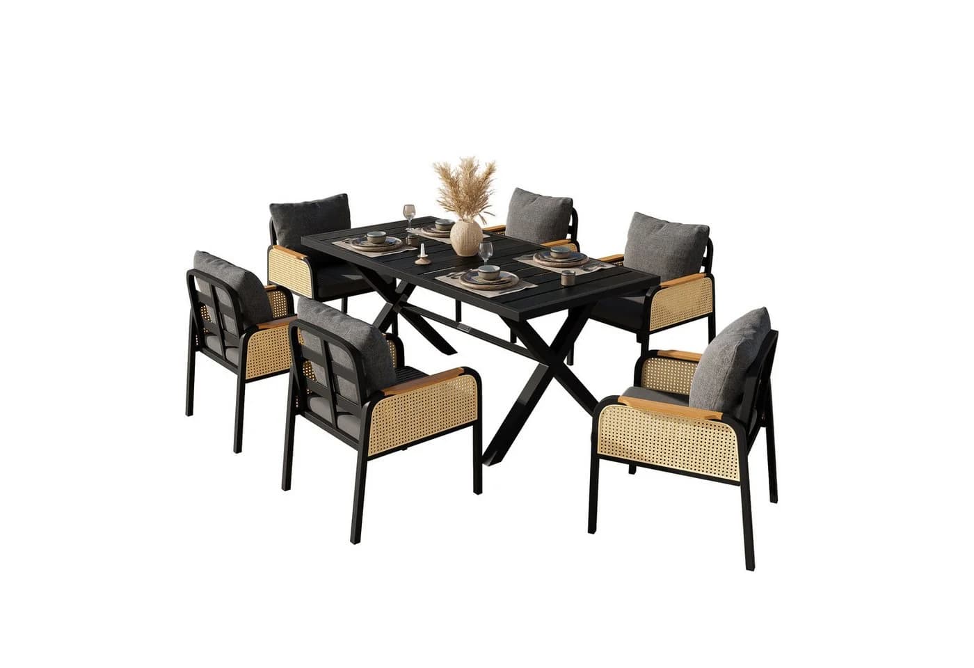 Refined Living Gartenlounge-Set 7-tlg. Schwarz & Braun - Bild 2