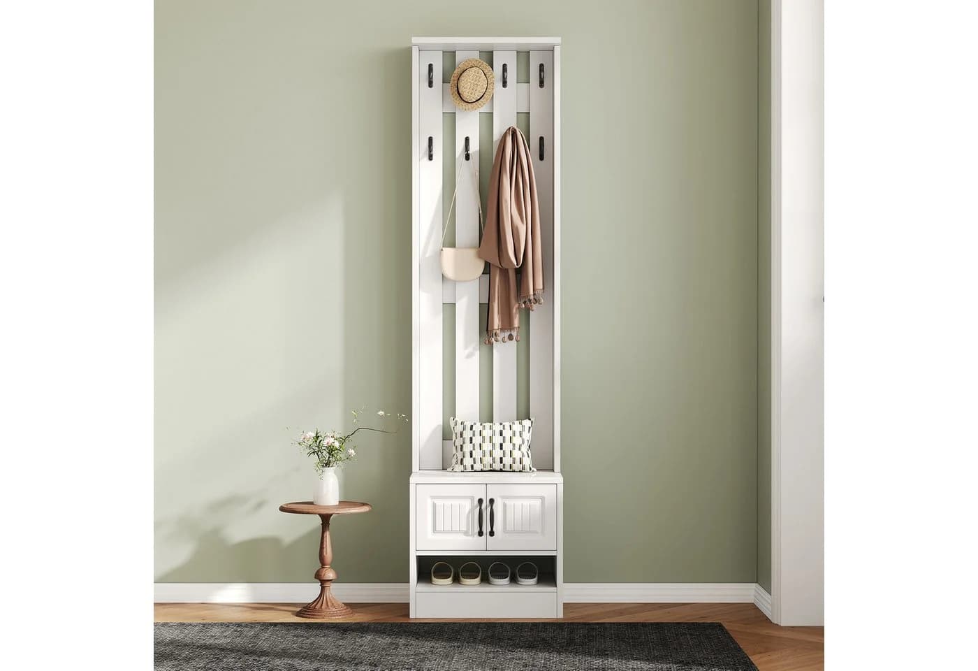 Refined Living Garderobe mit Sitzbank Weiß 2 Türen