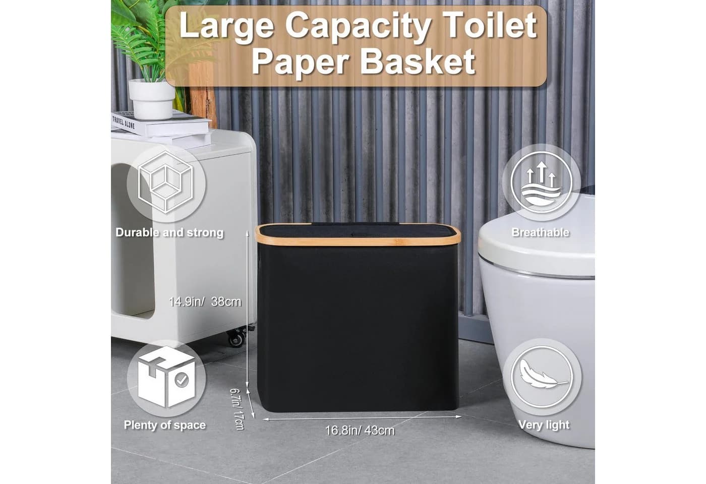 SURFOU Toilettenpapier-Aufbewahrungskorb Bambus 9-12 Rollen