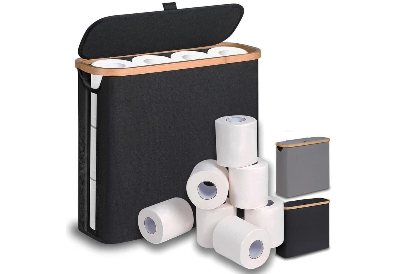 SURFOU Toilettenpapier-Aufbewahrungskorb Bambus 9-12 Rollen - Bild 2