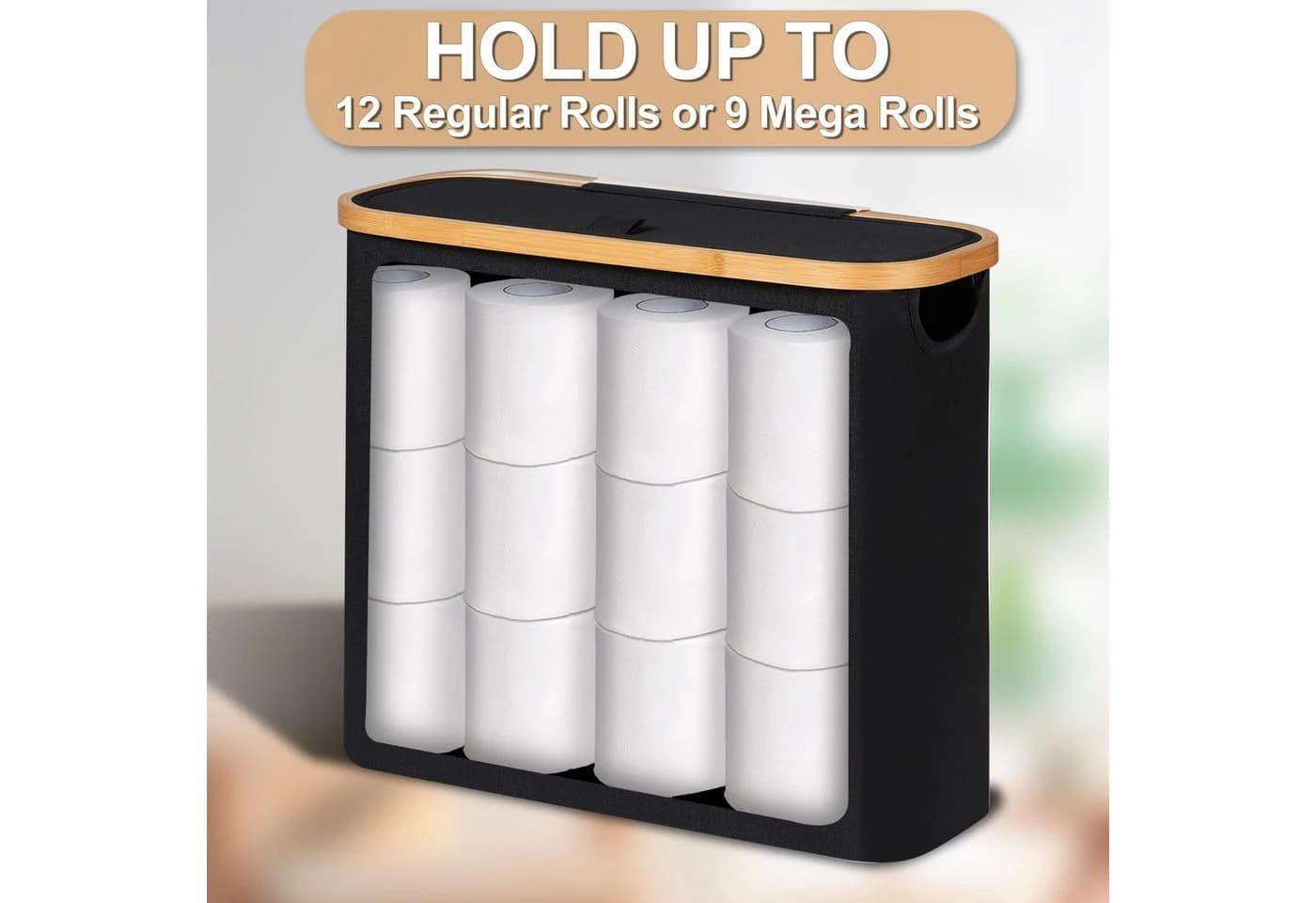 SURFOU Toilettenpapier-Aufbewahrungskorb Bambus 9-12 Rollen - Bild 4