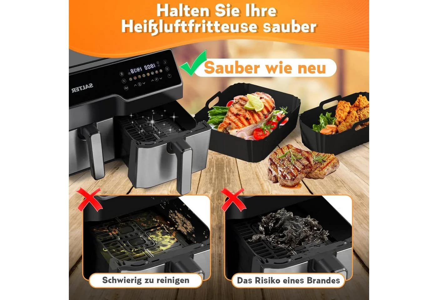SURFOU 29-tlg Heißluftfritteuse Zubehör Set für Tefal EY9018 - Bild 3