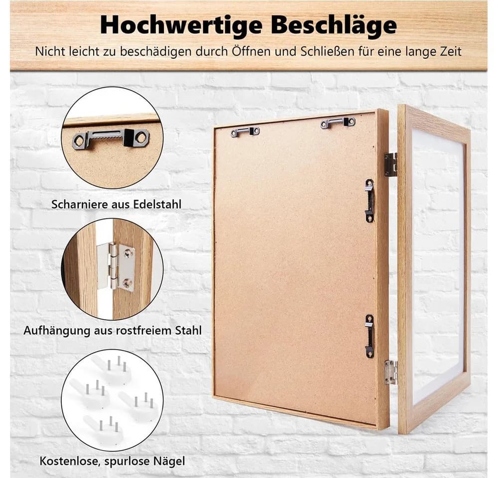 SURFOU Bilderrahmen Holz Klappbarer Aufbewahrungsrahmen Braun - Bild 3