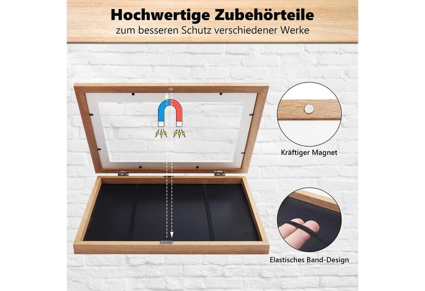 SURFOU Bilderrahmen Holz Klappbarer Aufbewahrungsrahmen Braun - Bild 4