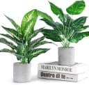 SURFOU 2er-Set Kunstpflanzen Syngonium & Philodendron 40 cm Grün Bild 2