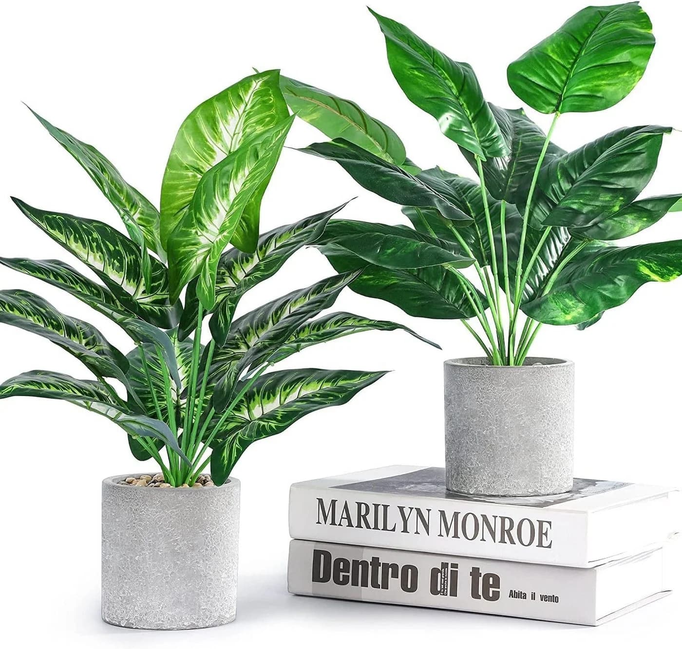 SURFOU 2er-Set Kunstpflanzen Syngonium & Philodendron 40 cm Grün - Bild 2