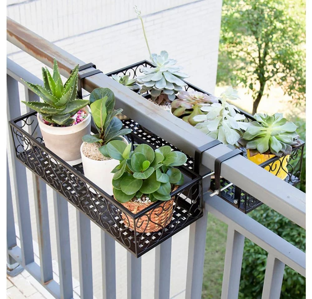 SURFOU Blumenständer aus Schmiedeeisen für 6,5-cm-Geländer