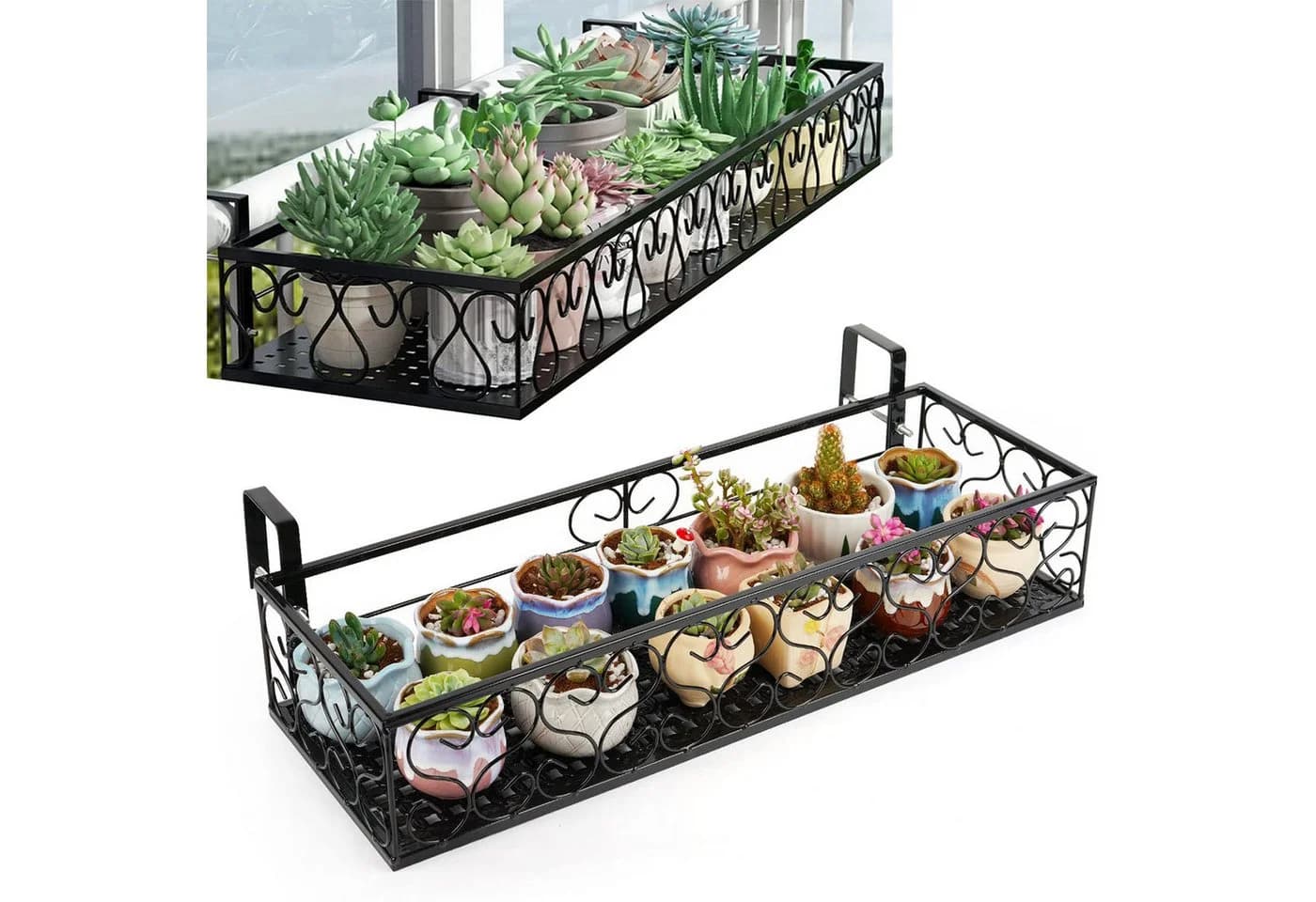 SURFOU Blumenständer aus Schmiedeeisen für 6,5-cm-Geländer - Bild 2