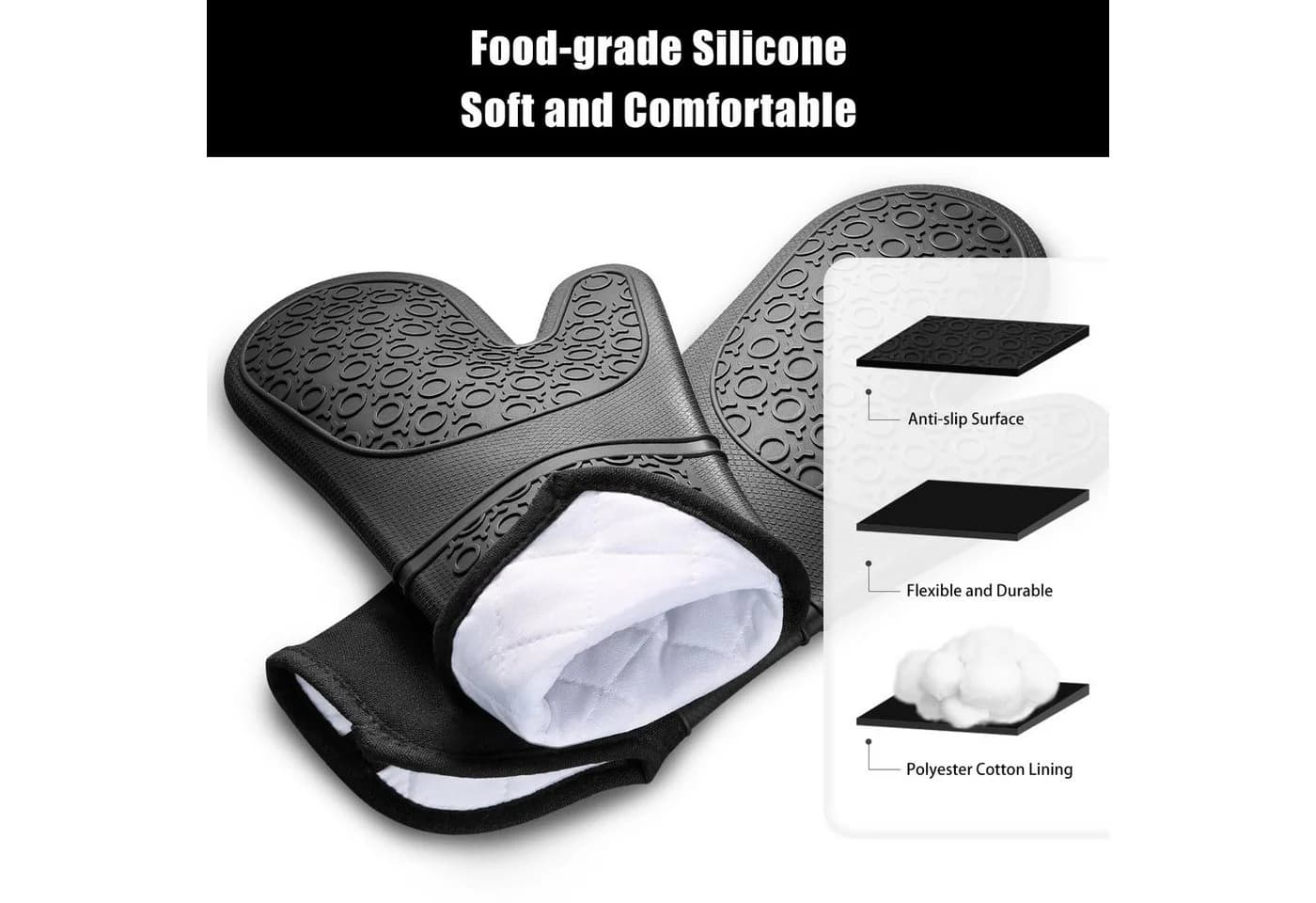 SURFOU Topfhandschuhe Ofenhandschuhe Topflappen 6er Set Hitzebeständig - Bild 4