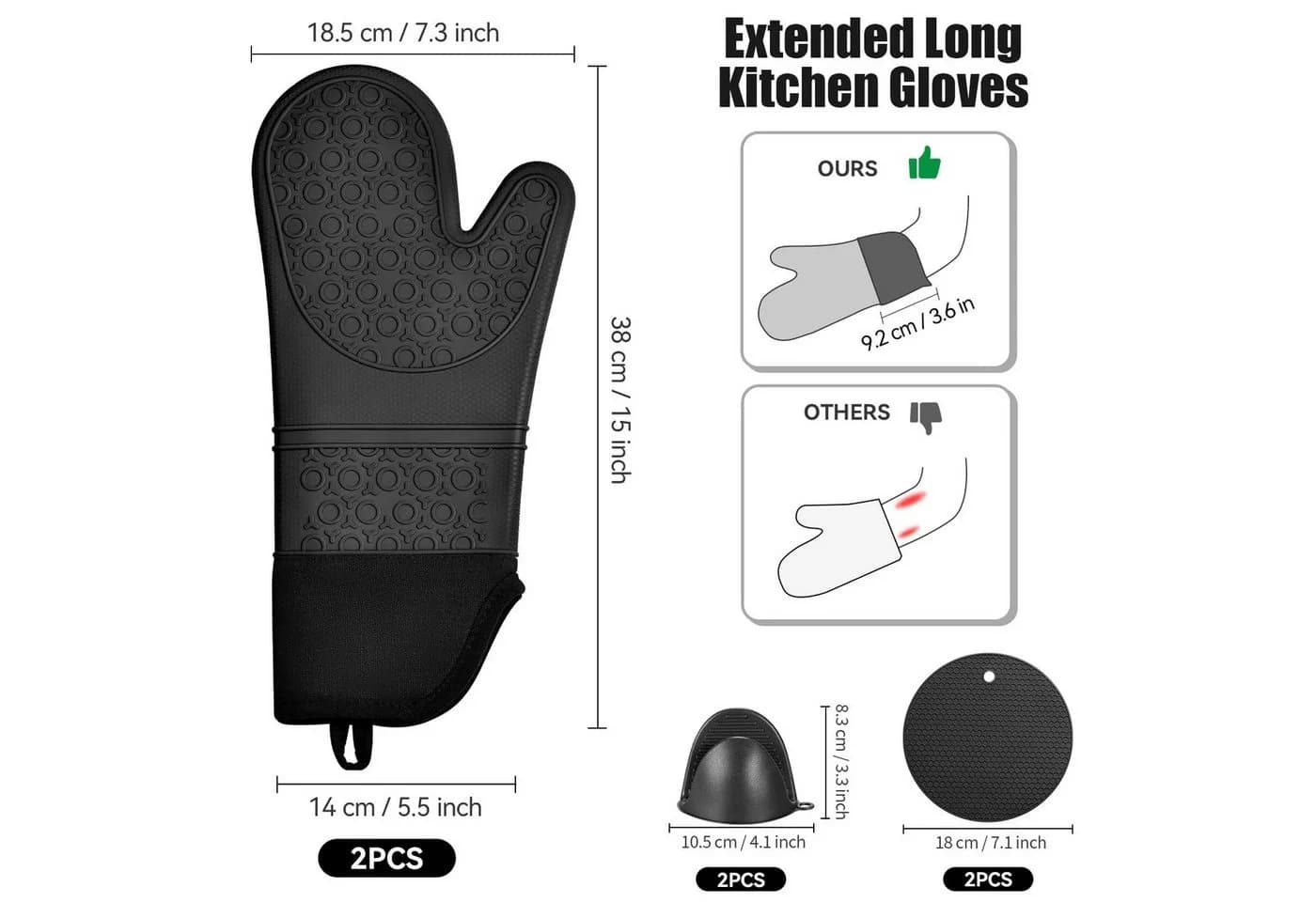 SURFOU Topfhandschuhe Ofenhandschuhe Topflappen 6er Set Hitzebeständig - Bild 5