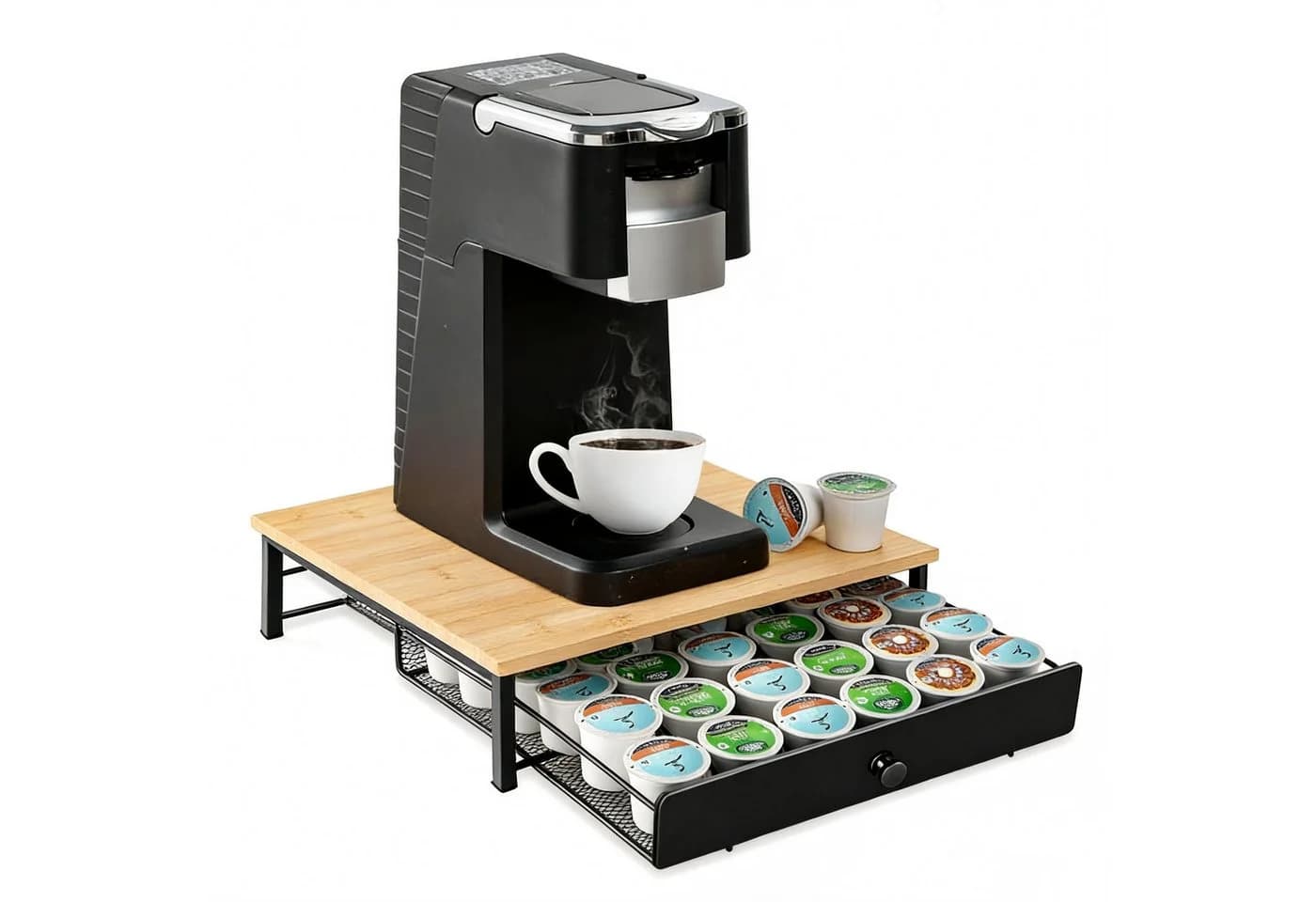 SURFOU Kaffeekapsel-Schublade Bambus & Eisen 36 Kapseln - Bild 2
