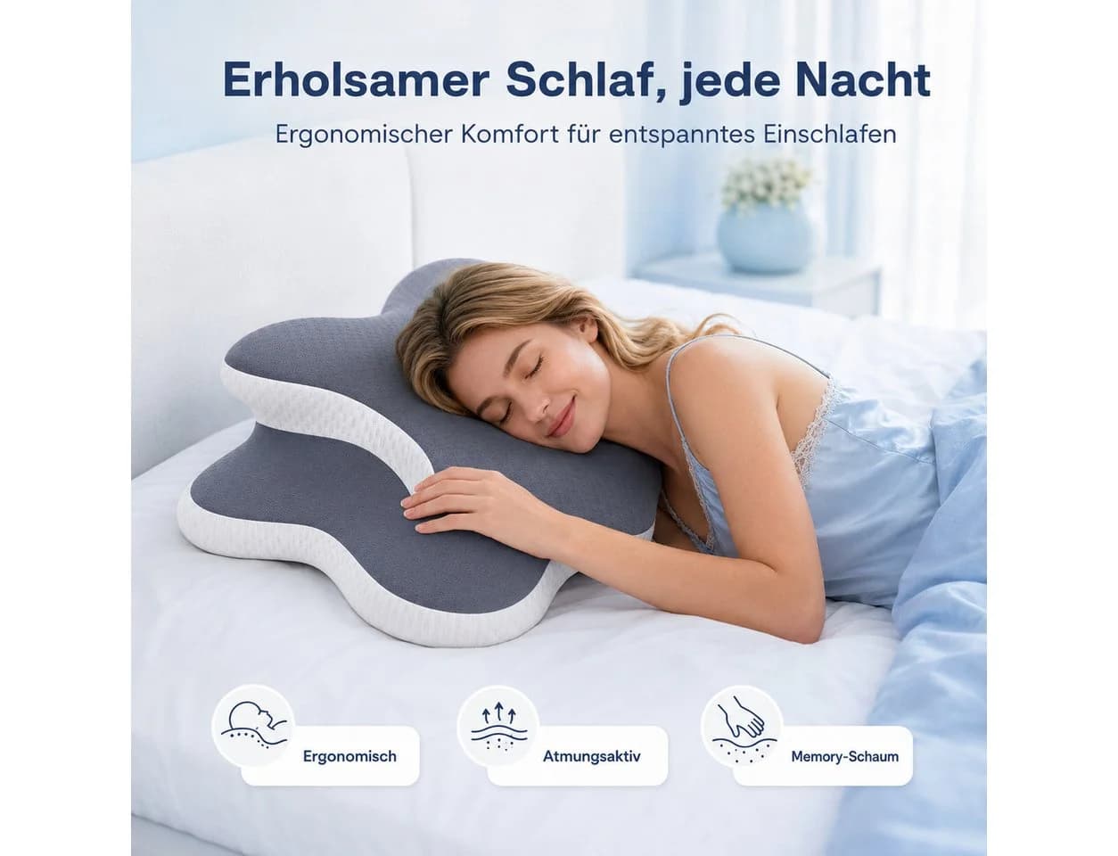 SURFOU Orthopädisches Nackenkissen Memory Foam 2 Höhen - Bild 5