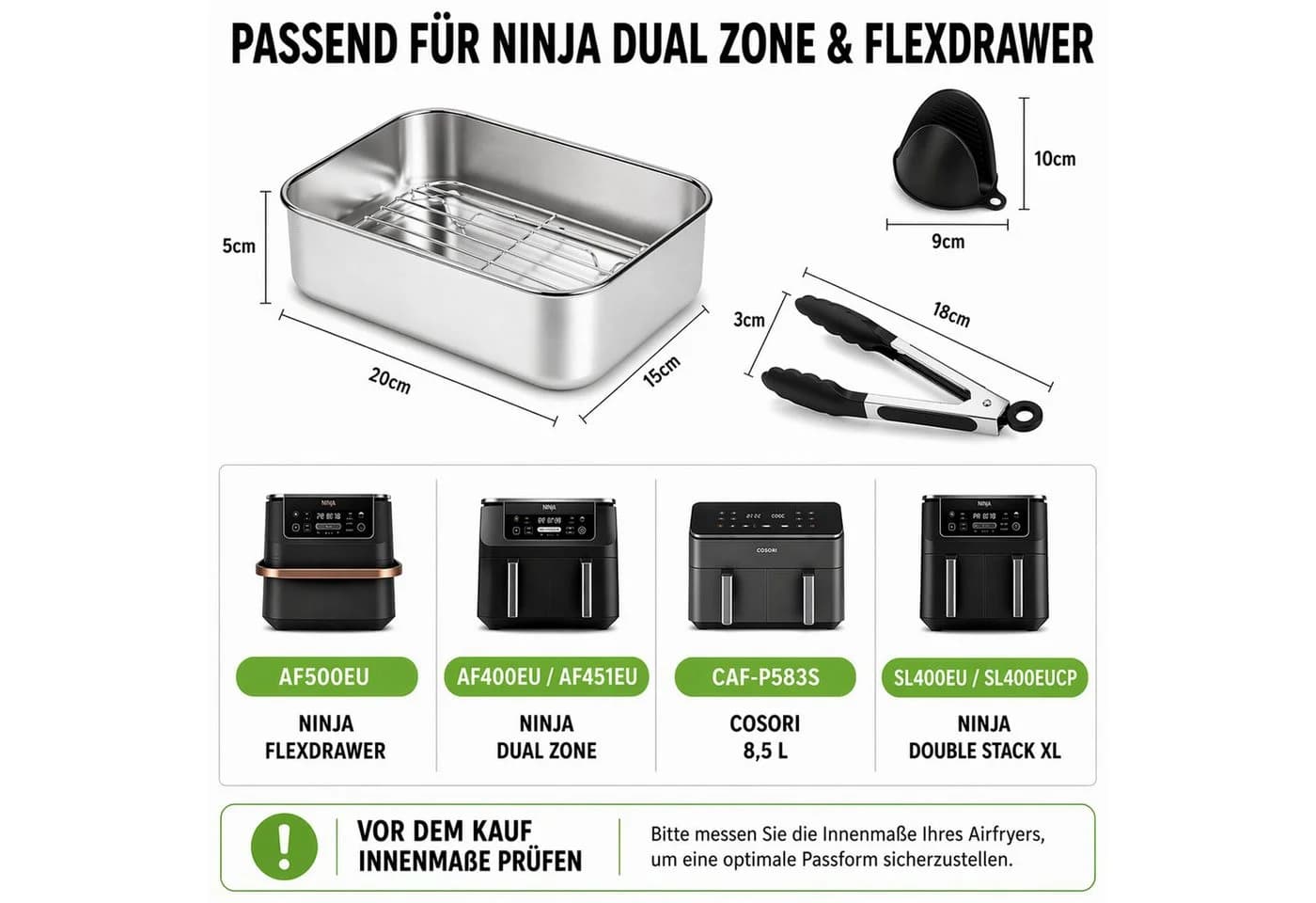 SURFOU 6-tlg. Backform-Set für Ninja Heißluftfritteuse Edelstahl