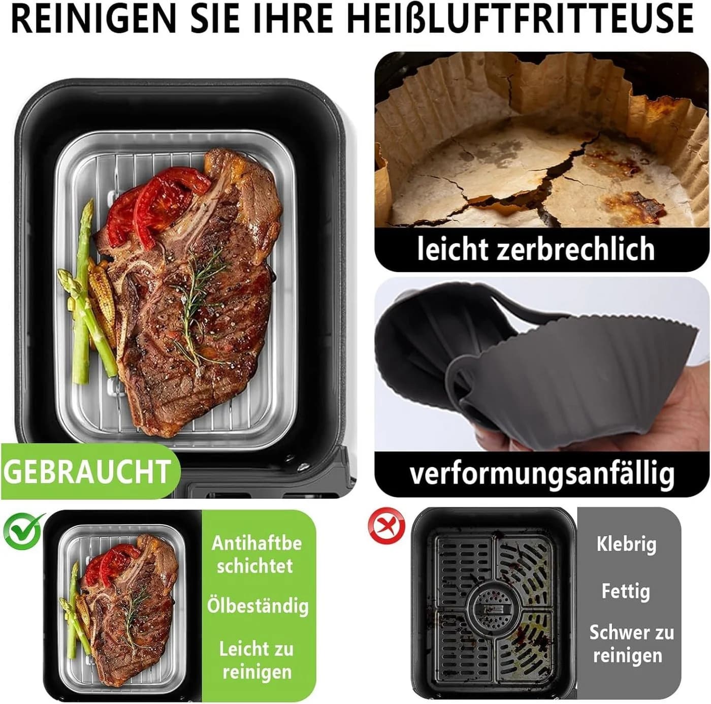SURFOU 6-tlg. Backform-Set für Ninja Heißluftfritteuse Edelstahl - Bild 3