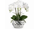 Refined Living Kunstorchidee 44cm Real Touch Weiß/Silber Keramiktopf Bild 2
