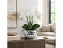 Refined Living Kunstorchidee 44cm Real Touch Weiß/Silber Keramiktopf Bild 3