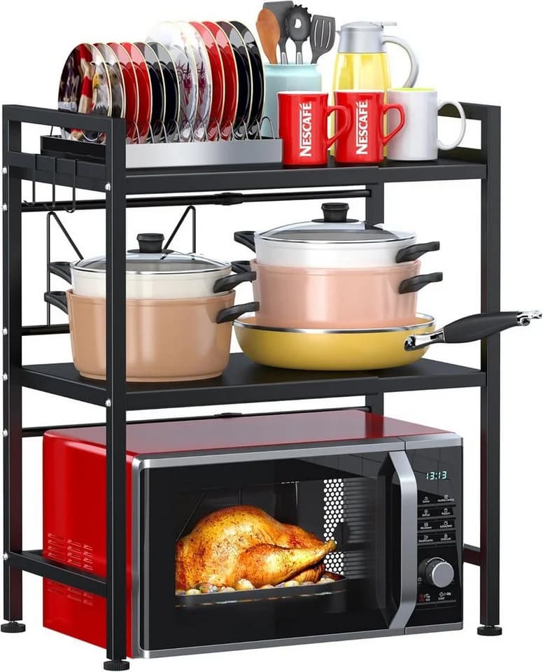 Refined Living Mikrowellenregal Schwarz Ausziehbar 40-64 cm - Bild 2