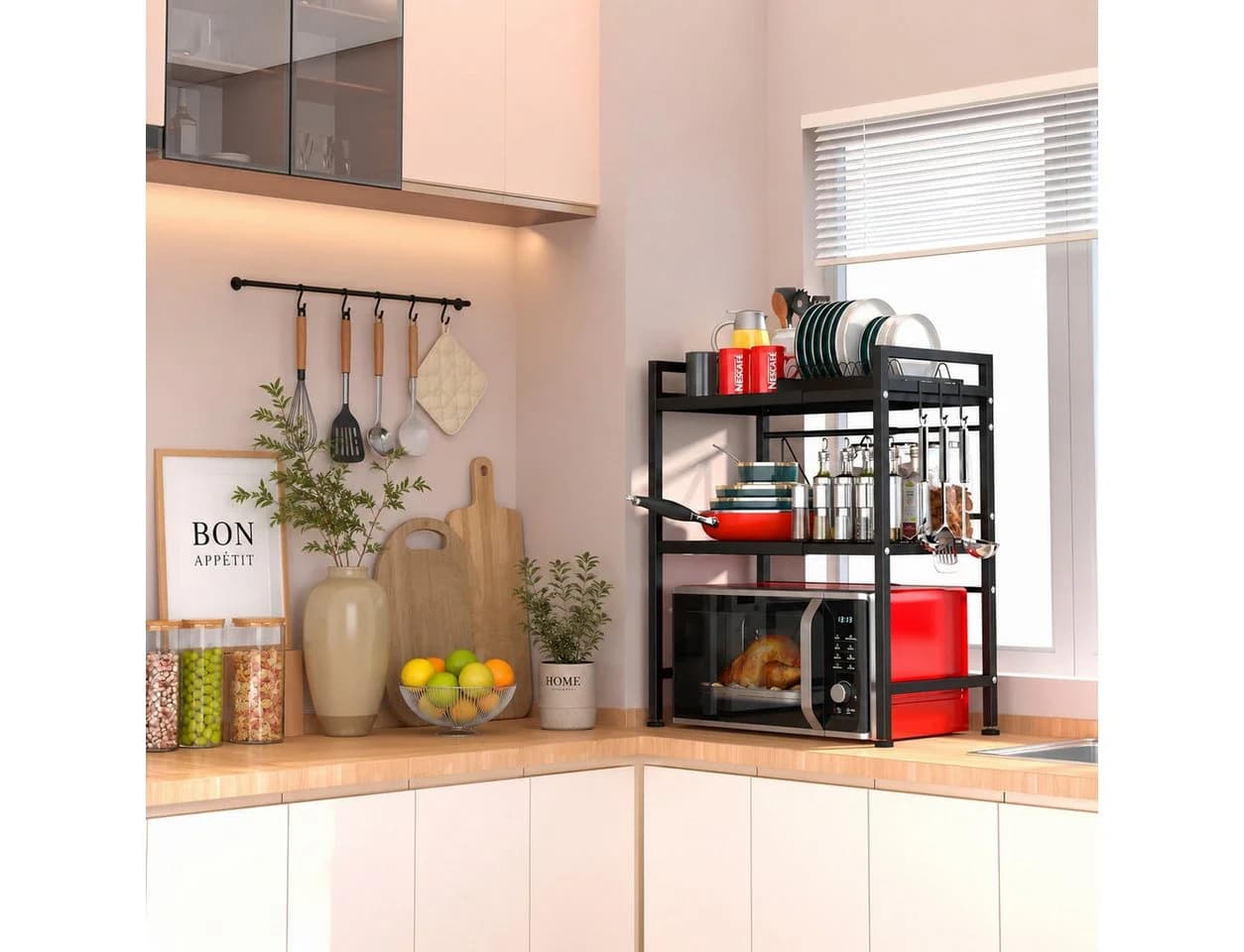 Refined Living Mikrowellenregal Schwarz Ausziehbar 40-64 cm - Bild 3