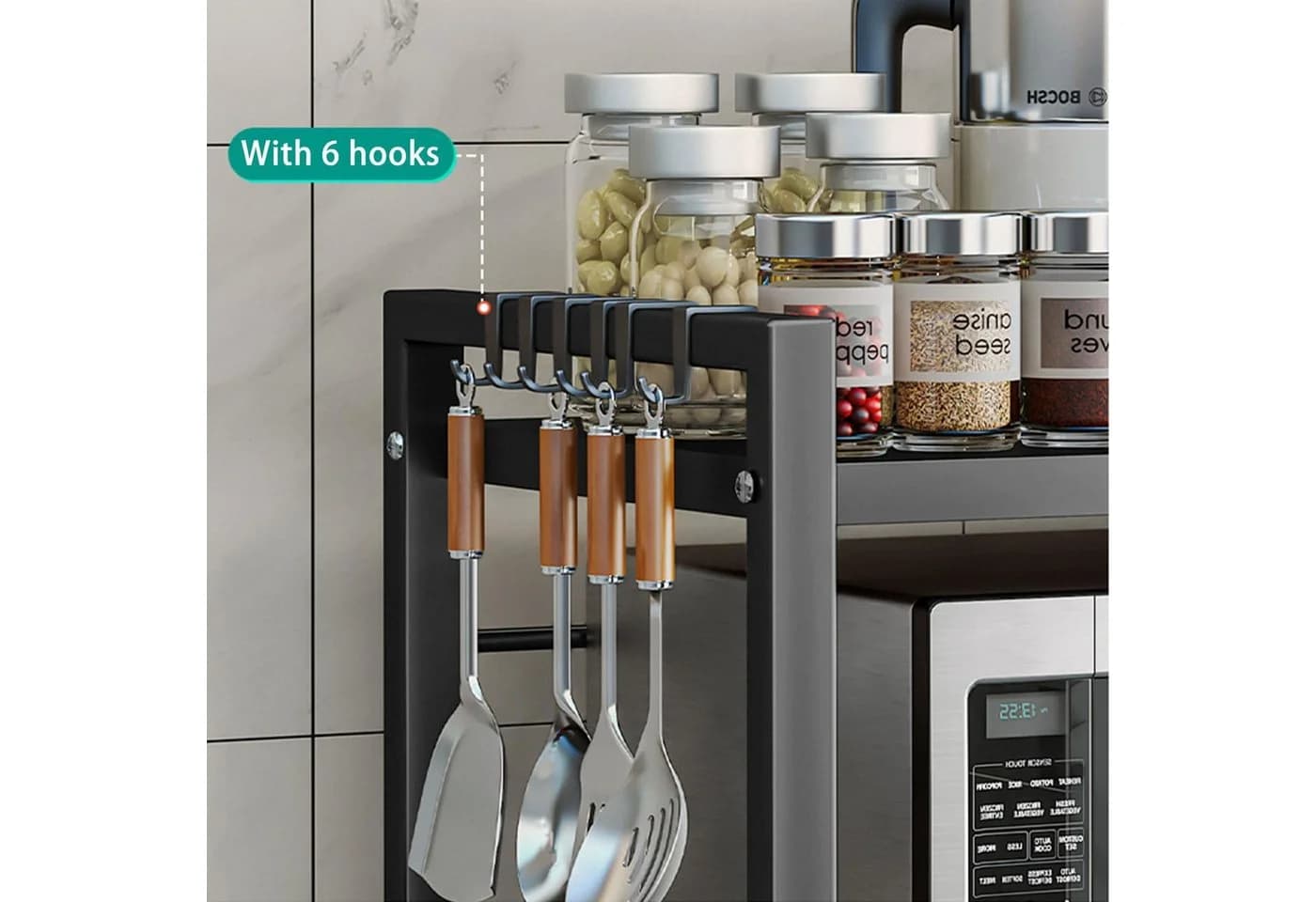 Refined Living Mikrowellenregal Schwarz Ausziehbar 40-64 cm - Bild 4