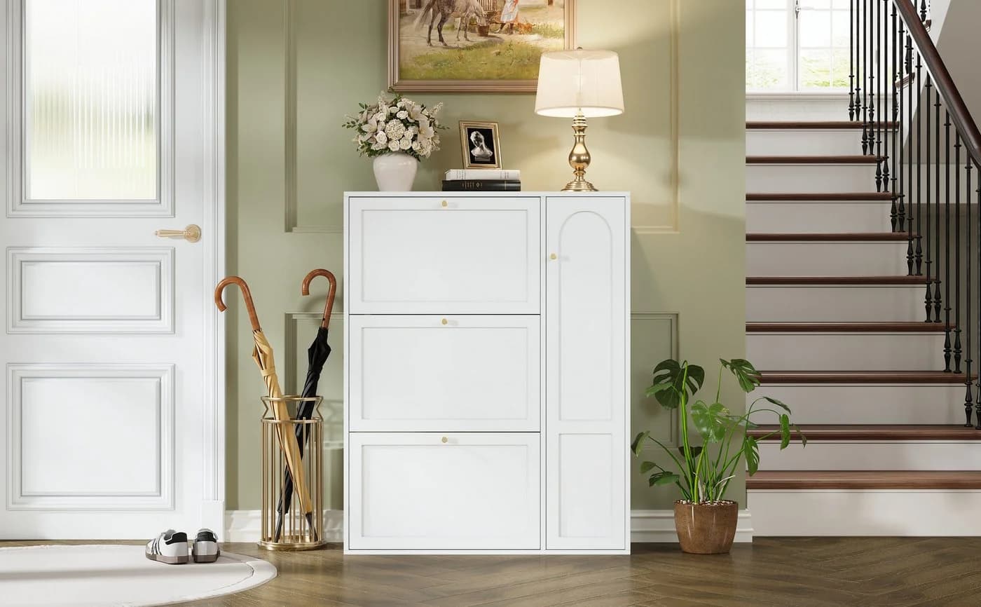 Refined Living Schuhschrank mit Klappen & Tür Weiß - Bild 3