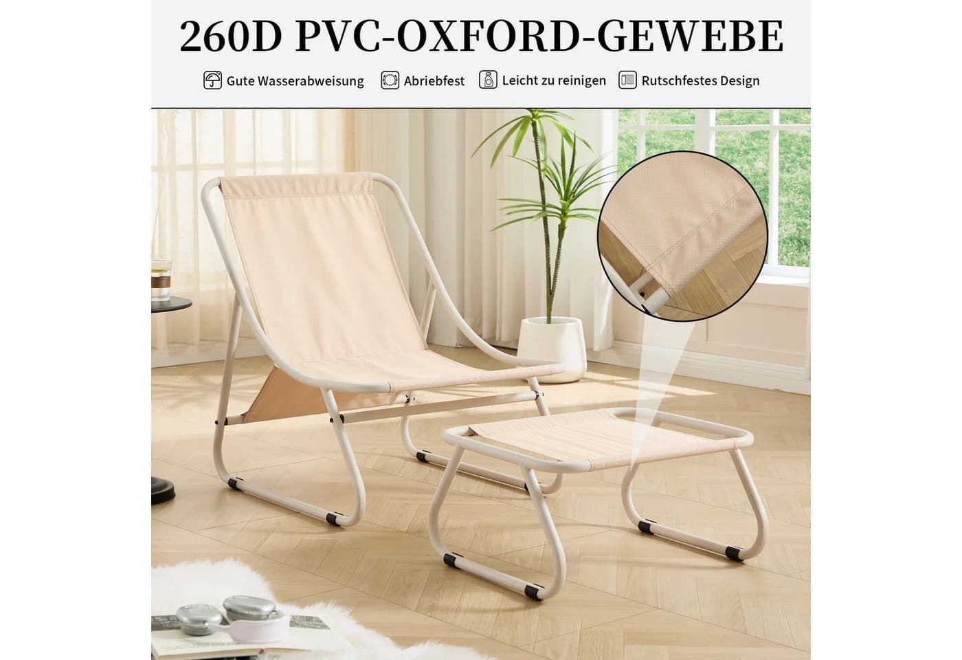 SeedWave Loungesessel mit Ottoman Beige Gartenstuhl - Bild 4