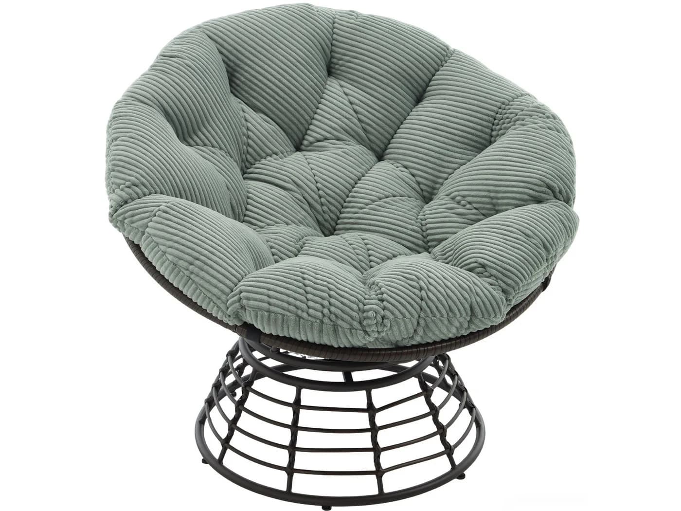 SeedWave Loungesessel Grün 360° Drehbar Papasan-Sessel Stahlgestell - Bild 2