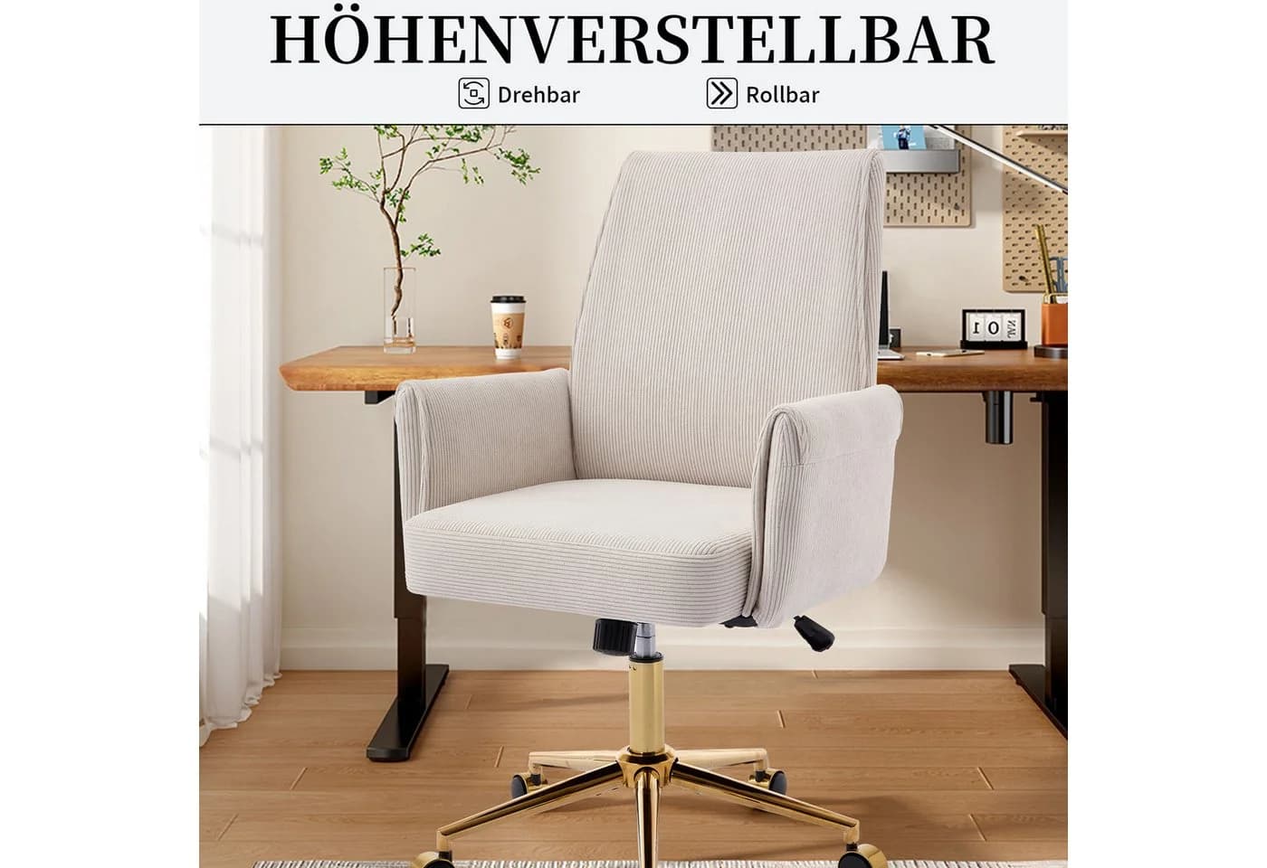 SeedWave Bürostuhl Ergonomisch Cord Drehstuhl mit Wippfunktion - Bild 5