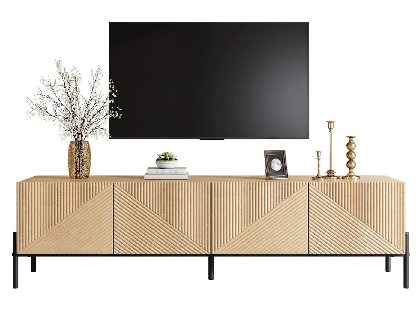SeedWave Lowboard TV-Schrank Holzoptik 4 Türen Push-to-Open - Bild 2