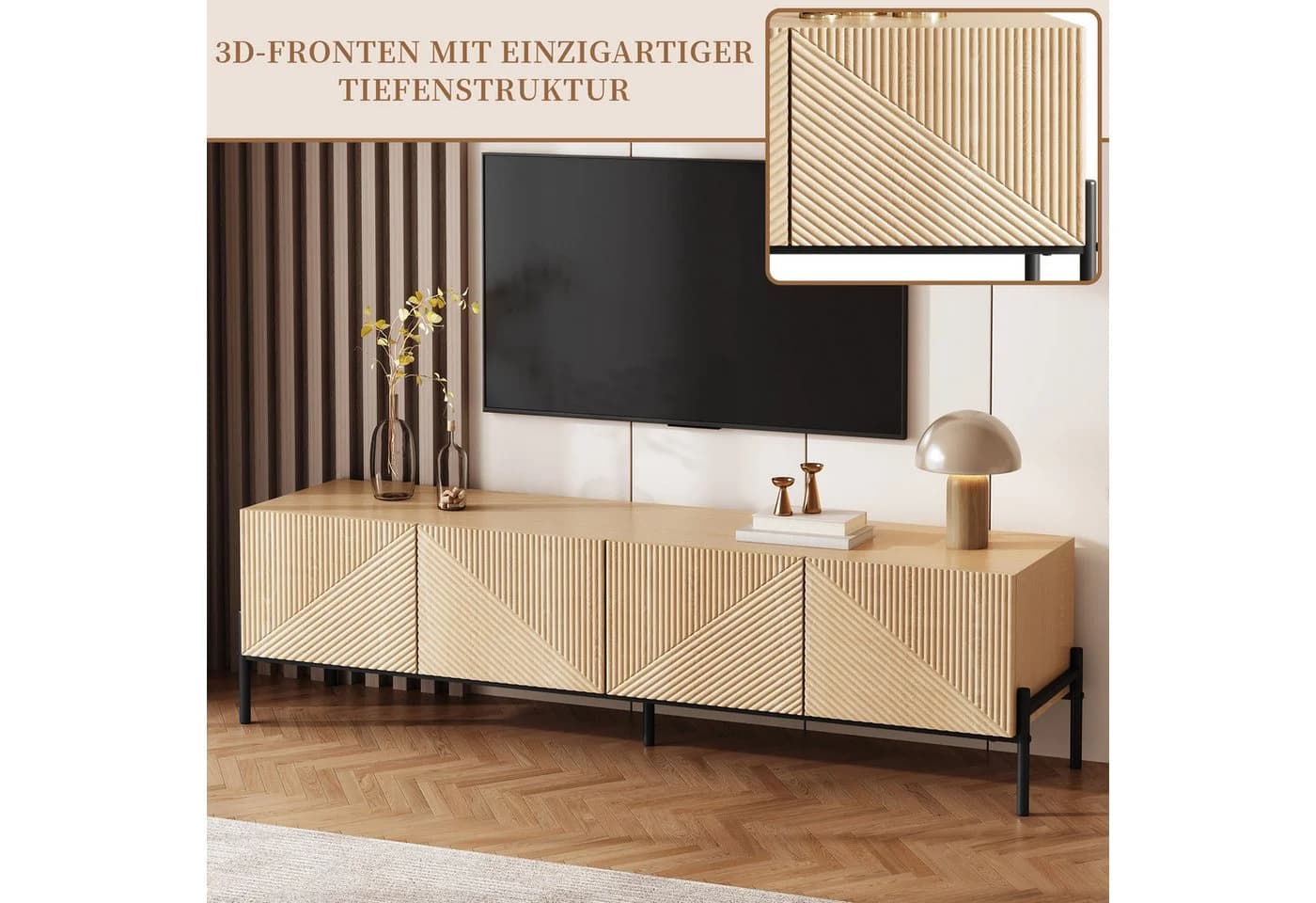 SeedWave Lowboard TV-Schrank Holzoptik 4 Türen Push-to-Open - Bild 3