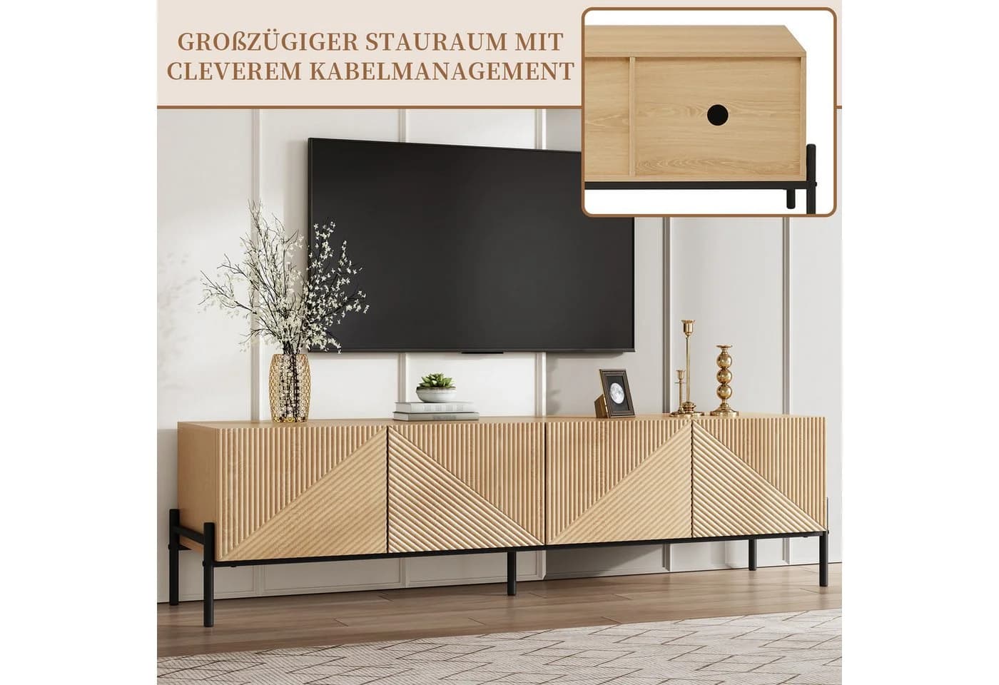 SeedWave Lowboard TV-Schrank Holzoptik 4 Türen Push-to-Open - Bild 5