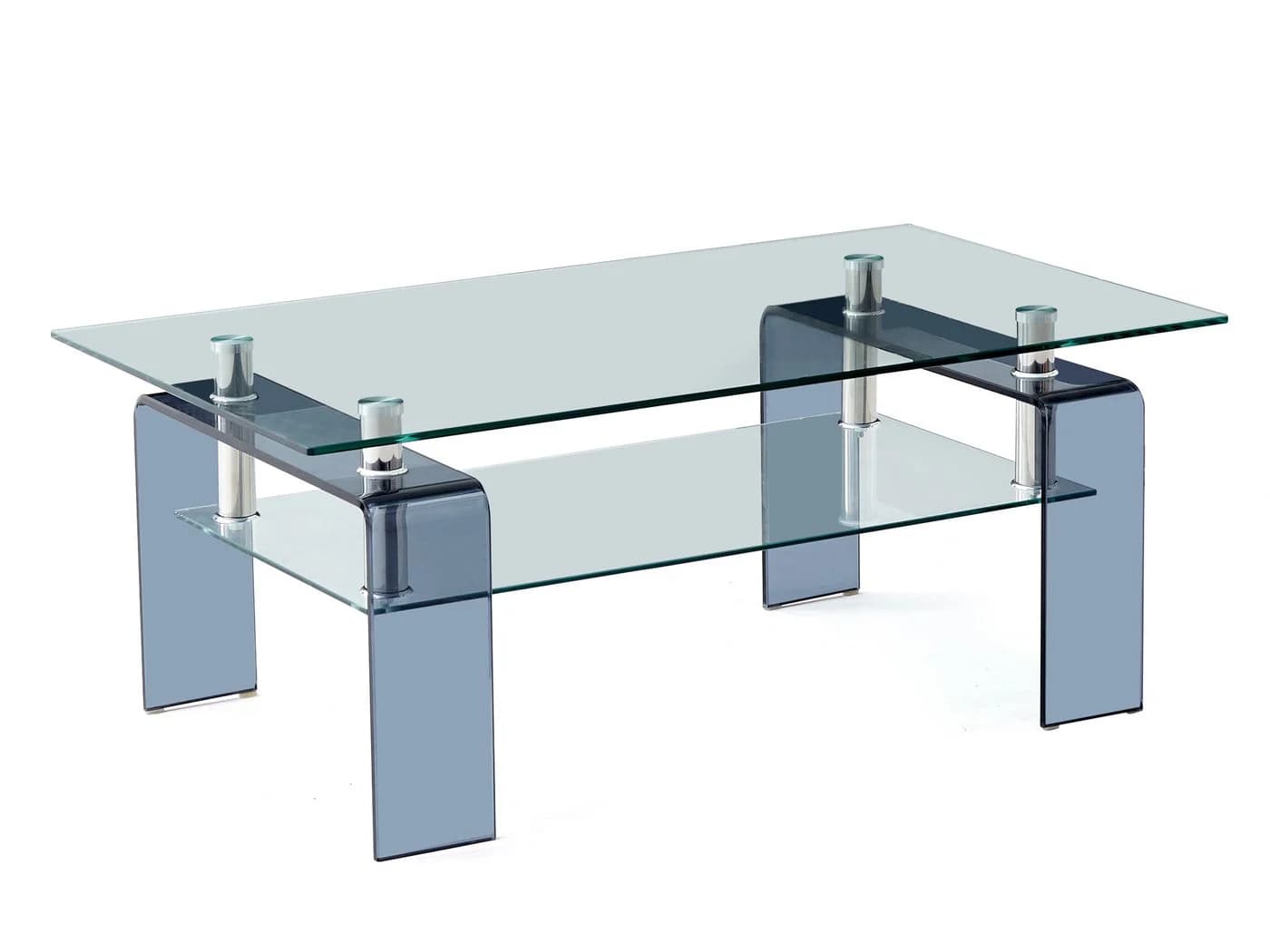 SeedWave Couchtisch Glas Rechteckig Minimalistisch mit Ablage - Bild 2