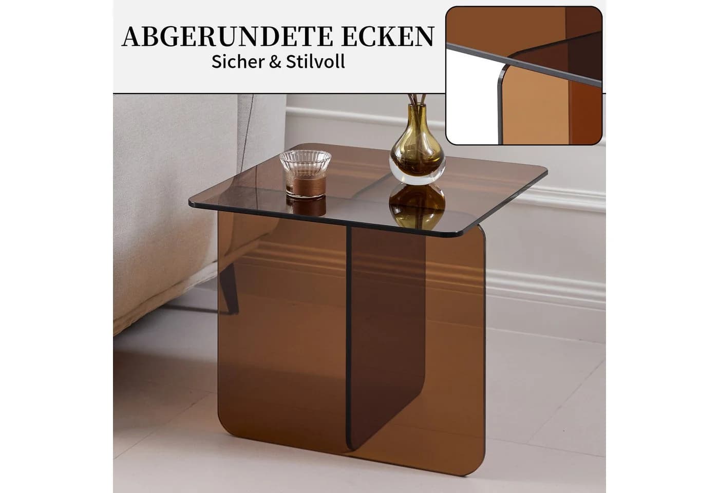 SeedWave Couchtisch Beistelltisch Glas T-förmiges Gestell - Bild 4