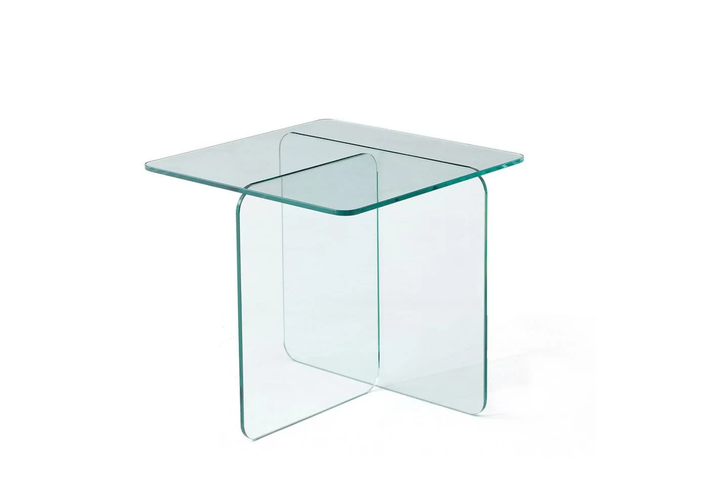 SeedWave Glastisch Beistelltisch T-Gestell Modern Transparent - Bild 2