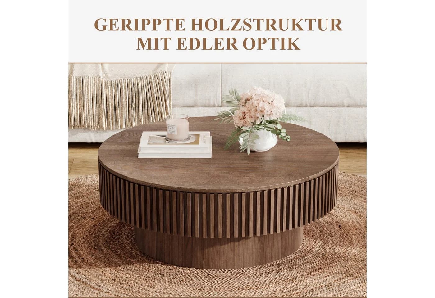 SeedWave Couchtisch Pilzform mit Stauraum und Massivholzfurnier - Bild 5