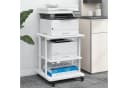 PUNCIA Druckertisch 3 Ebenen Weiß/Braun/Schwarz Rollen höhenverstellbar Bild 3