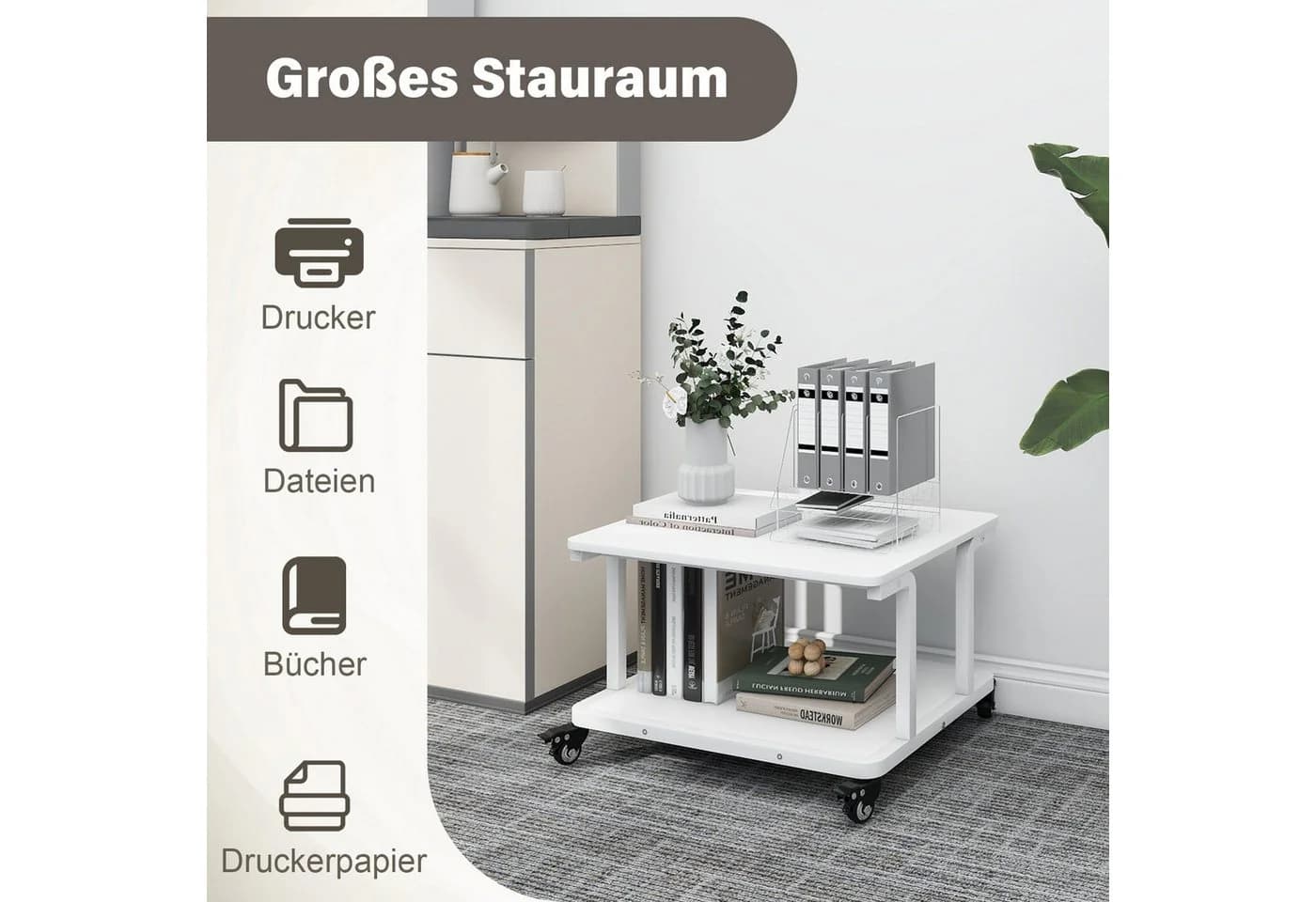PUNCIA Druckertisch 2 Schichten 60x50cm Weiß - Bild 5