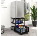 PUNCIA Beistelltisch Schwarz Metallkorb Rollen Küchenorganizer Bild 2
