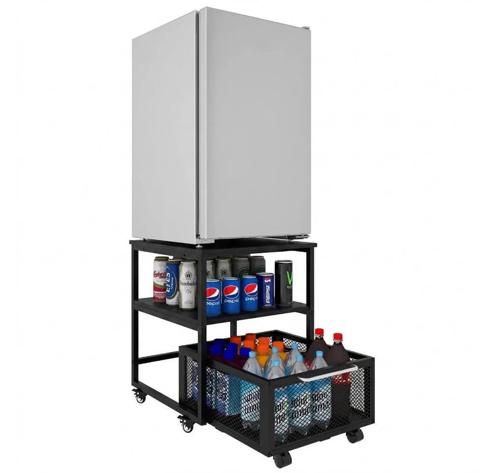 PUNCIA Beistelltisch Schwarz Metallkorb Rollen Küchenorganizer - Bild 3