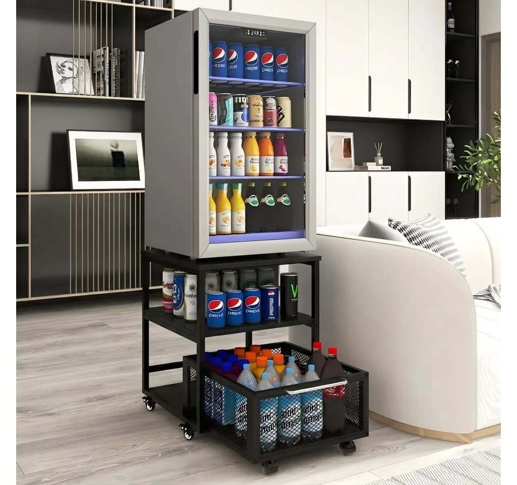 PUNCIA Beistelltisch Schwarz Metallkorb Rollen Küchenorganizer - Bild 5