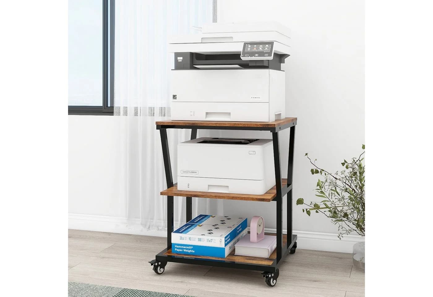 PUNCIA Druckertisch 3-Schichten 50x50cm Weiß/Braun/ Schwarz - Bild 5