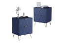UEV Nachttisch 2er Set Beistelltisch Blau Holz+Metall Bild 2