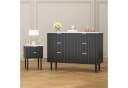 UEV Schlafzimmer-Set 3er-Set Marmoroptik Kommode 6 Schubladen 2 Nachttische Bild 1