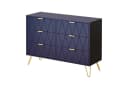 UEV Kommode mit 6 Schubladen, Sideboard für Schlafzimmer Wohnzimmer 100 x 34 x 73 cm Mehrzweckschrank mit gold Fuß, Highboard, Sideboard mit Schubladen, Schmal kommode Bild 2