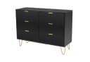 UEV Kommode mit 6 Schubladen, Sideboard für Schlafzimmer Wohnzimmer 100 x 34 x 73 cm Mehrzweckschrank mit gold Fuß Bild 2