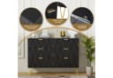 UEV Kommode mit 6 Schubladen, Sideboard für Schlafzimmer Wohnzimmer 100 x 34 x 73 cm Mehrzweckschrank mit gold Fuß Bild 5