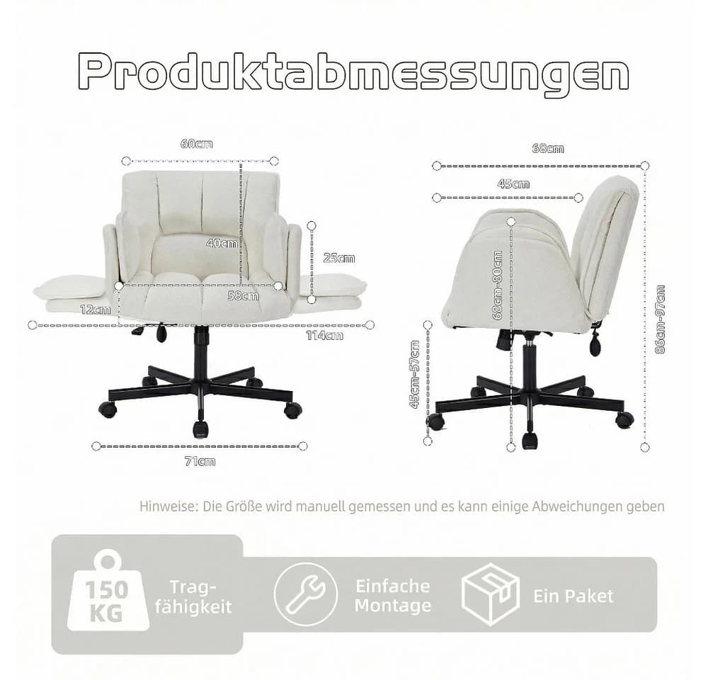 Leawin Bürostuhl ergonomisch beige mit Air-Lordosenstütze - Bild 4