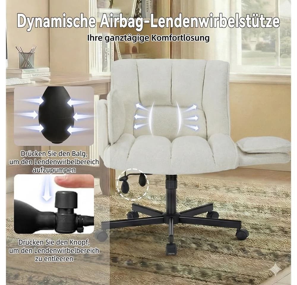 Leawin Bürostuhl ergonomisch beige mit Air-Lordosenstütze - Bild 5