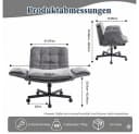 Leawin Bürostuhl ergonomisch mit breitem Sitz und Chenille-Bezug Grau Bild 3