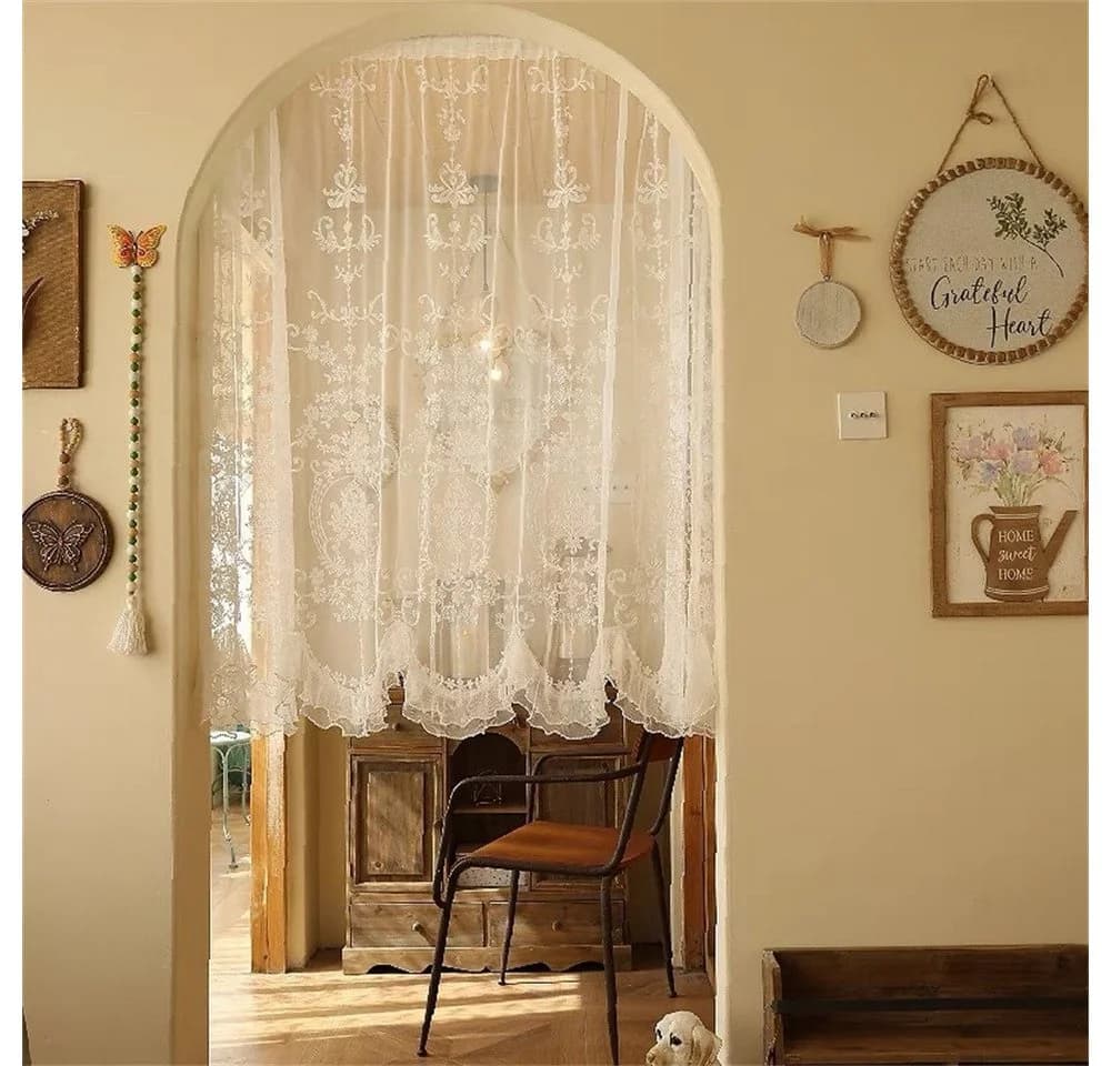 MOPUEA Scheibengardine Retro Spitzen-Vorhang Landhaus Stil - Bild 2